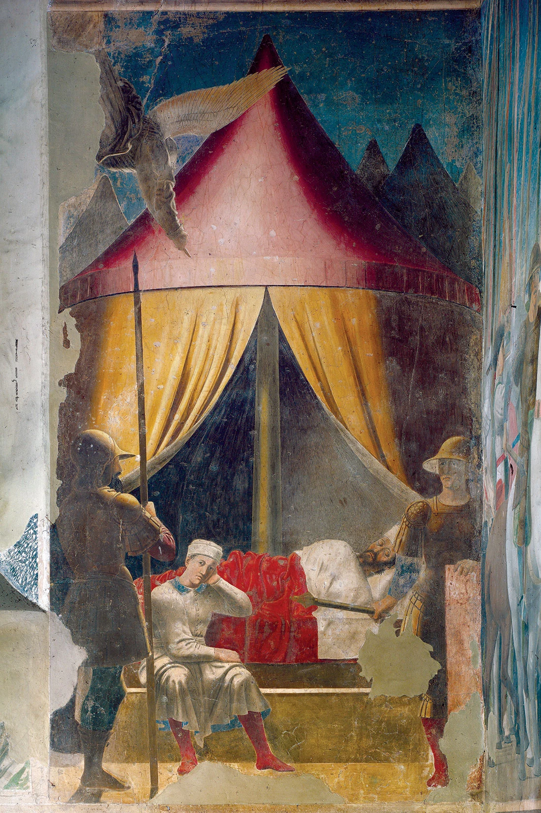 Piero della Francesca — El sueño de Constantino (1464), fresco, Arezzo