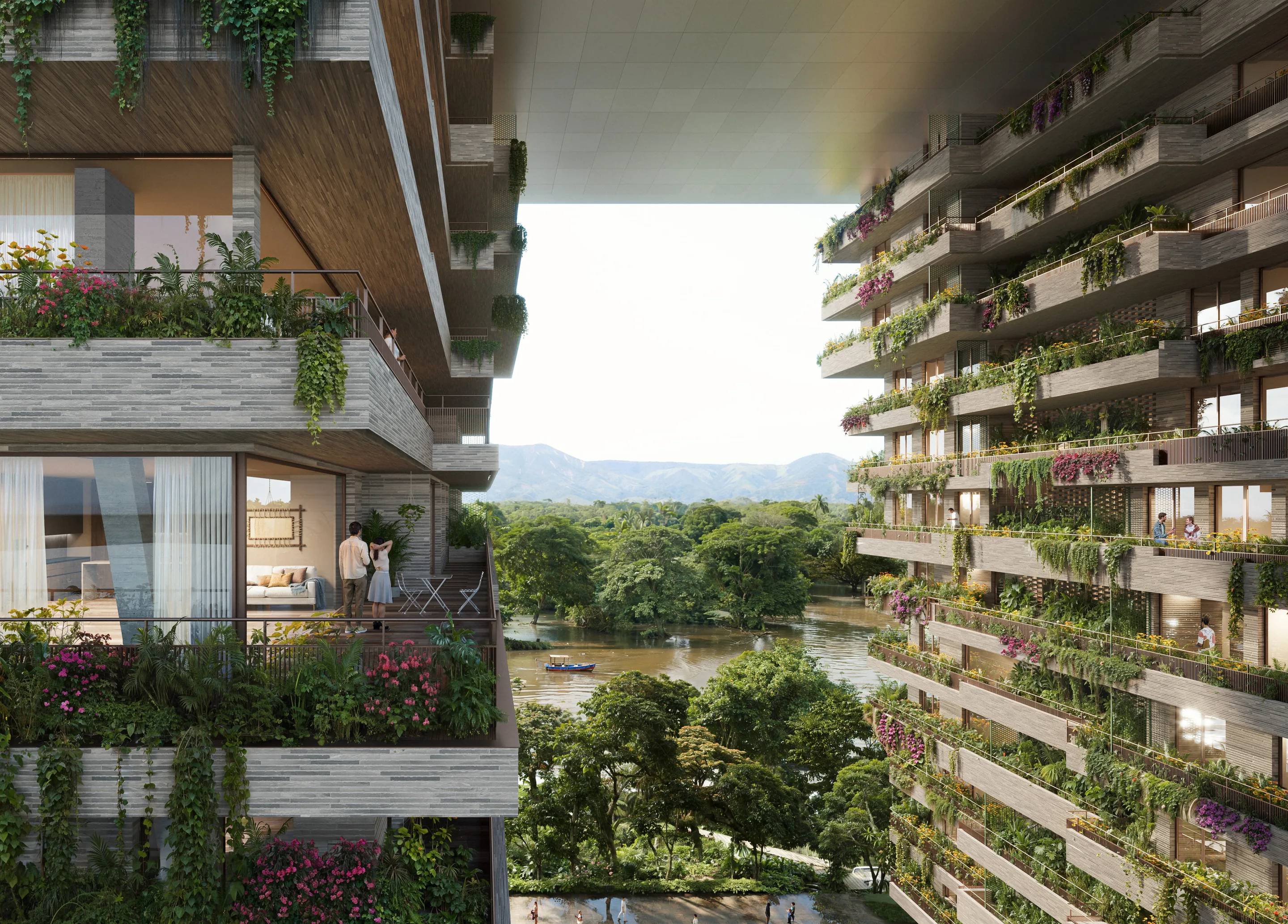 3·6 — Magdalena Riverbank: terrazas con vegetación sobre el río, Neiva