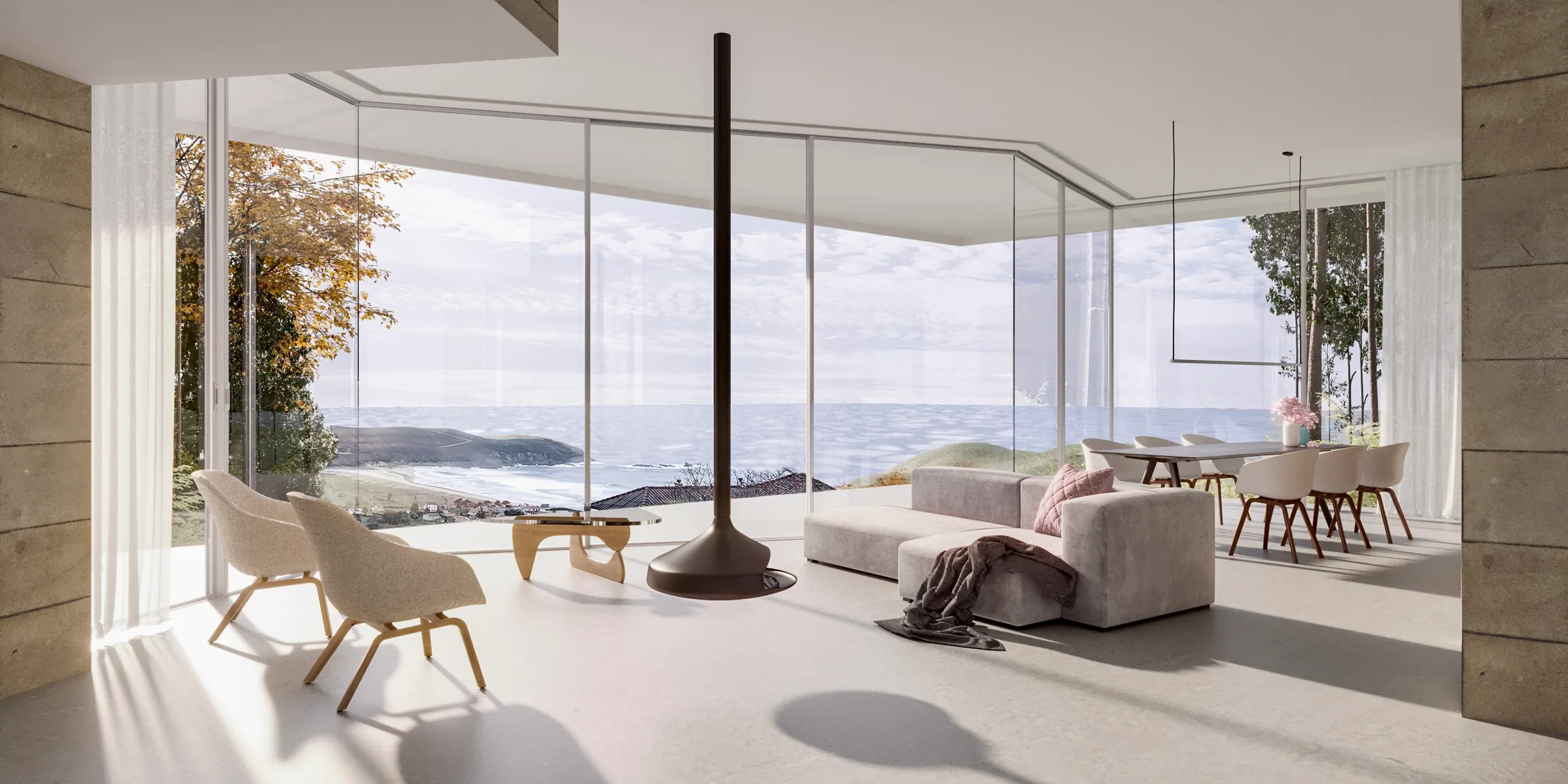 3·6 — Pantín House: estar acristalado frente al mar, La Coruña