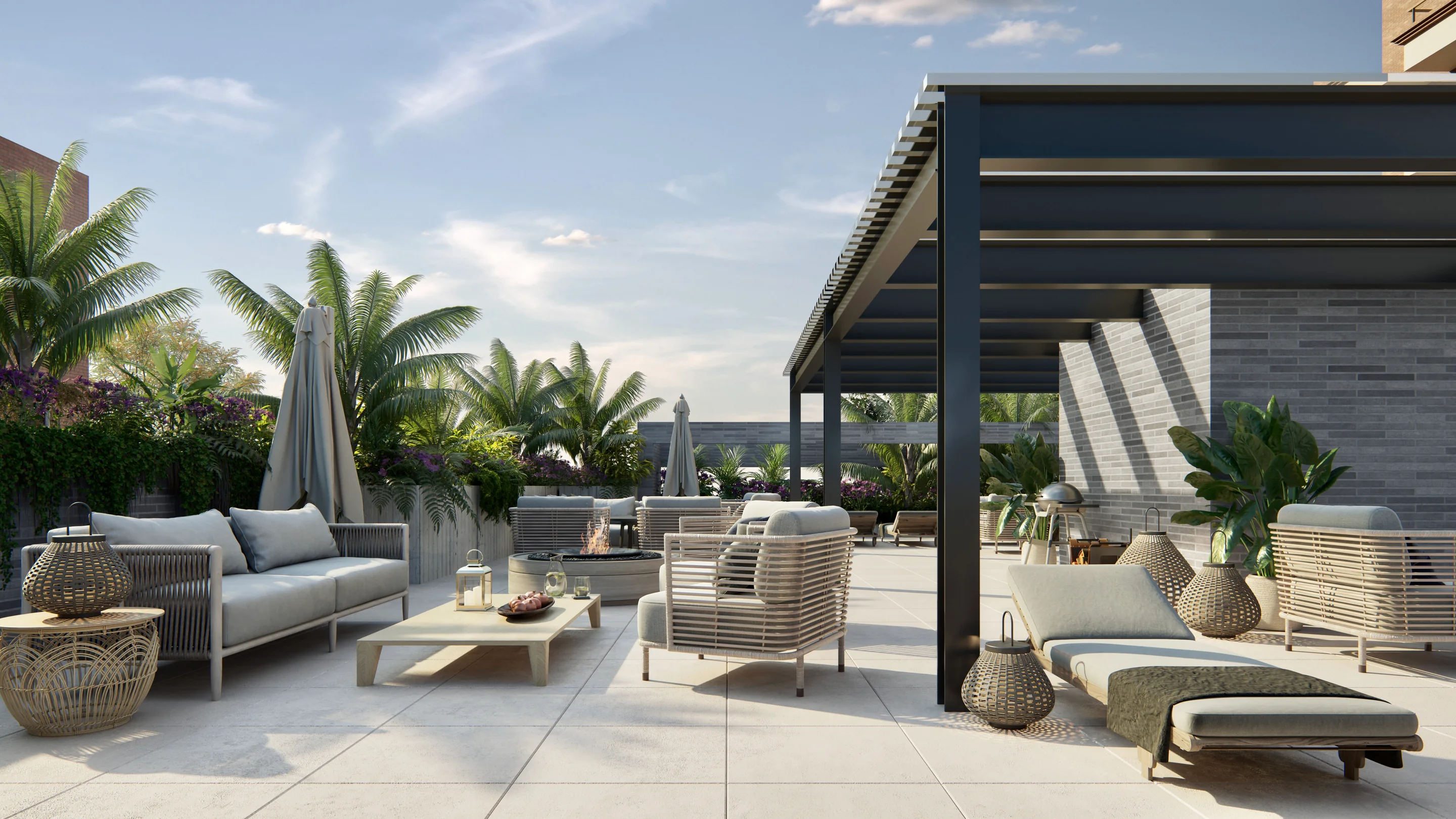 3·6 — El Cayeno Apartaments: estar con vista al valle al atardecer, Villavicencio