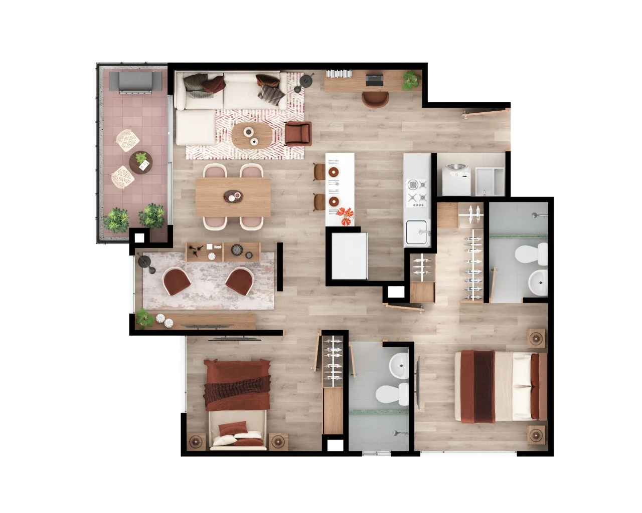 3·6 — Reserva del Lago: planta de apartamento, segunda tipología