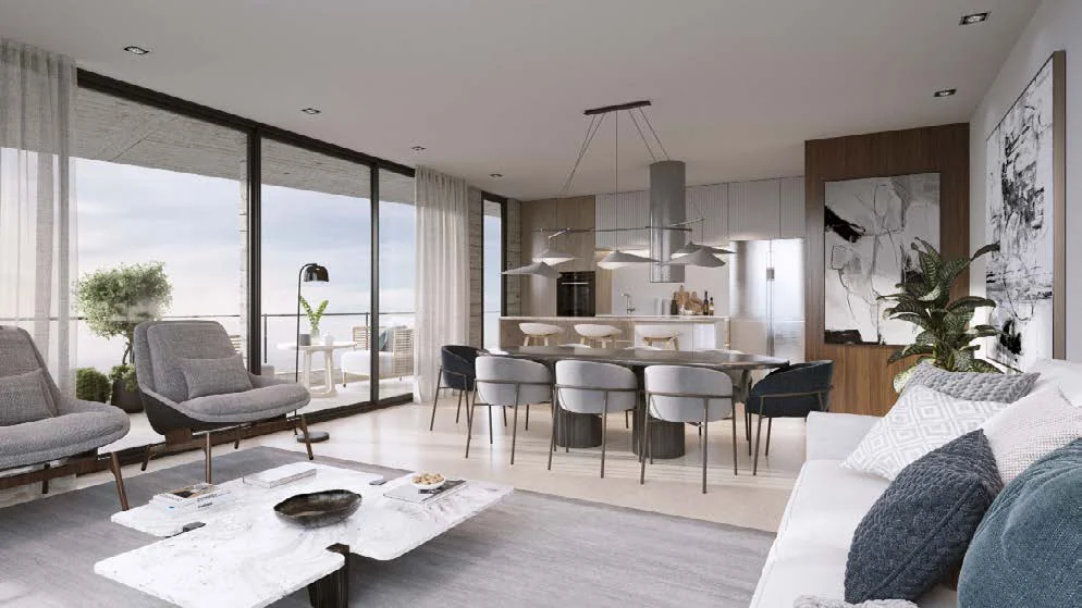 Preview — sala-comedor con materiales y luz casi finales
